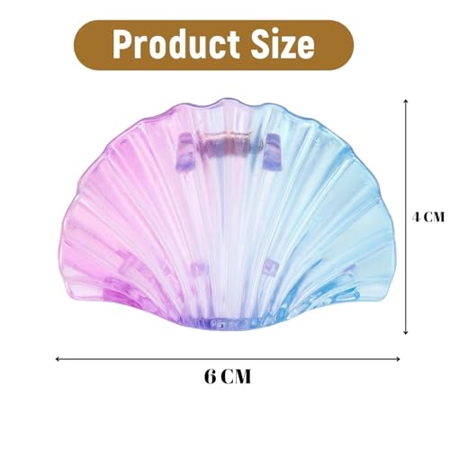 Image of 5 Pcs Korean Gradient Shell Hair Claw Clips Colorful and Durable Clutches Thick & Thin Hair, Strong Hold Hair Clutcher Accessories for Women & Girls