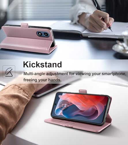 Yunubeyii Wallet Flip Case for Moto G Play (2024),Pink - image 4