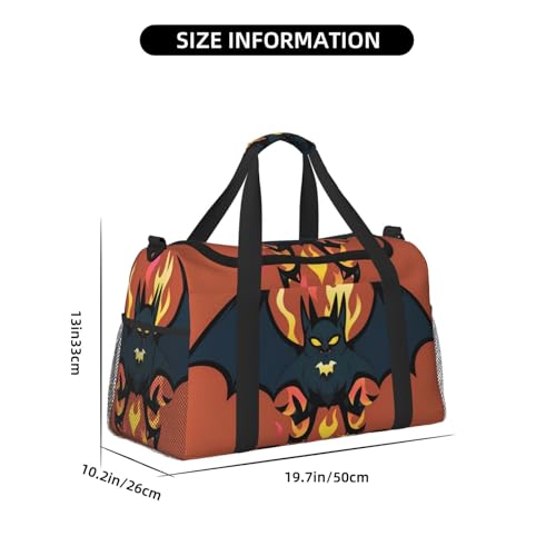 Blazing Bat Print Travel Duffel Bag for Men & Women, Foldable Travel Bags and Spacious Weekender Tote Bag for Storage Toiletry Luggage Personal Item4