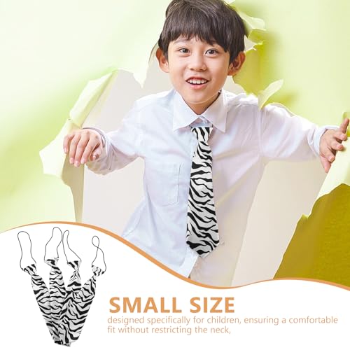 LUOZZY 4pcs Kids Neckties Zebra Print Elastic Stretch Bow Ties for Boys School Uniform Daily Wear Korean Style Accessories3