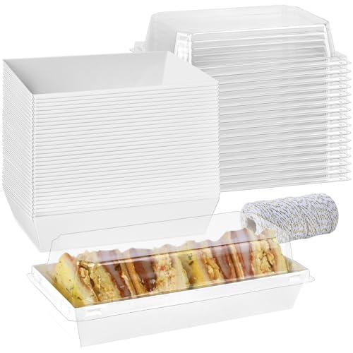 Zorrita ZO004 50 Pack Paper Charcuterie Boxes With Clear Lids, Disposable Strawberry Boxes Rectangle To Go Bakery Containers cover
