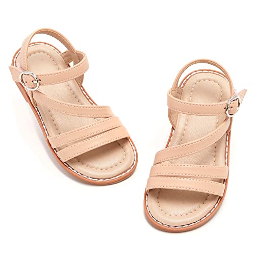 Image of ESTINE Toddler /Little Kid Girls Dress Cross Strappy Open Toe Sandals Princess Flats Summer Flower Girl Shoes