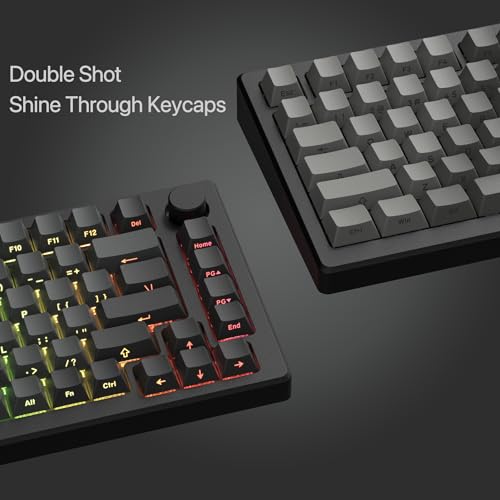 Image of dagaladoo Double Shot PBT keycaps for Mechanical Keyboard,Shine Through keycap Cherry Profile,Gradient Grey,Side Printed Keyboard caps for Mechanical Gaming Keyboards(121key,only keycaps)