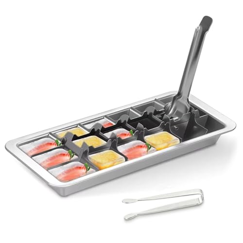 CLIPORE Professional Ice Cube Trays Stainless Steel - 18-Slot Heavy Duty Metal Icecube Mold, Non-Toxic Freezer Tray with Lever Release, Bar & Kitchen Use, Send Goods from Local Warehouse