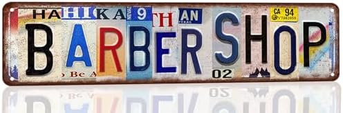 Barber Shop Metal Sign, Vintage Tin Wall Art for Barbershop Decor...