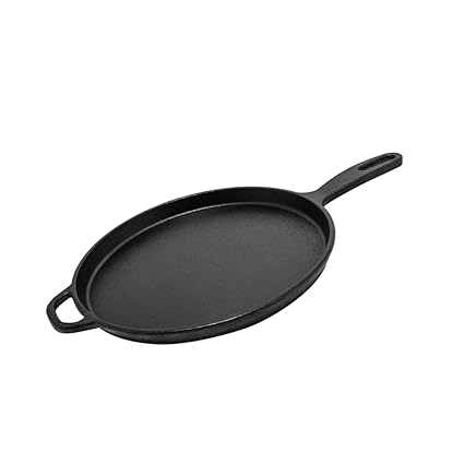 kyyte Cast Iron Pre-Seasoned Flat Tawa 25 cm Dia with Long Handle