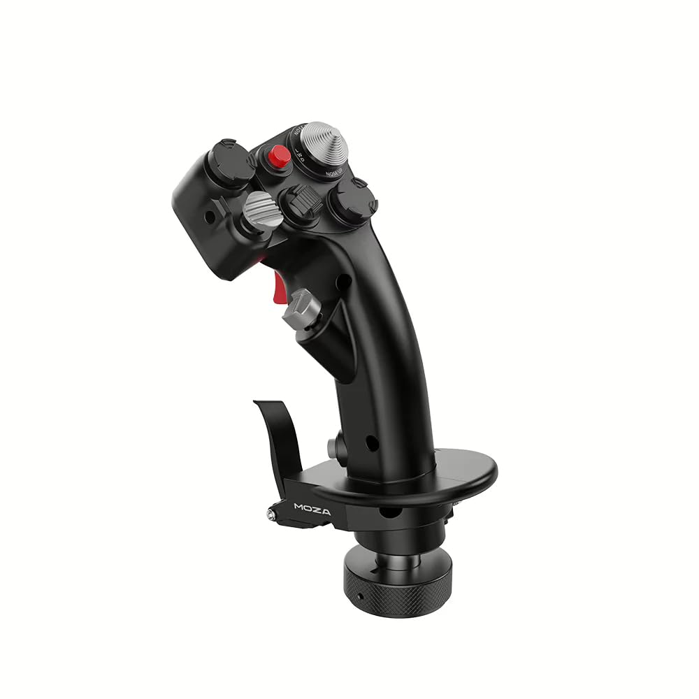 MOZA AB6 Flight Simulator Bundle MHG Flight Stick and AB6 FFB Flight Base | 29 programmierbare Eingaben, Hall-Sensor-Technologie, RGB-Tasten, 1000 Hz Abfragerate und Tischklemme für MSFS, DCS World