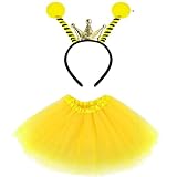 SELVFZ Fairy Princesses Kostüm Kinderbühne Trägt Schmetterlingsflügel Tutus Bienen/Marienvögel Ohrstirnbänder Halloween Party Supply