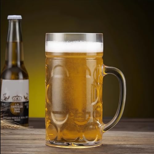 Plastic Pint Glasses Set of 2, 1L Large Beer Mugs with Handles, Reusable Drinking Glasses Beer Stein for Club, Bar & Party - Image 6
