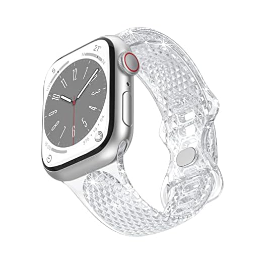 SUIMUMU Pulseira Compatível com Apple Watch Strap 49mm 45mm 44mm 41mm 40mm, Pulseira de Transparente Sport para Iwatch Ultra Série 8 7 6 5 4 SE (#2,44mm/45mm/49mm)