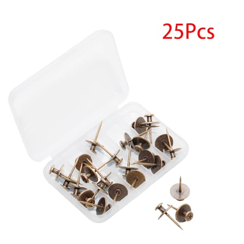 Image of 25 Pcs Bronze Tone Push Pins, Double Head Nails Decorative Tacks , Sturdy and Track-Less Wall Tacks for Easy Picture Hanging(Star Pattern)