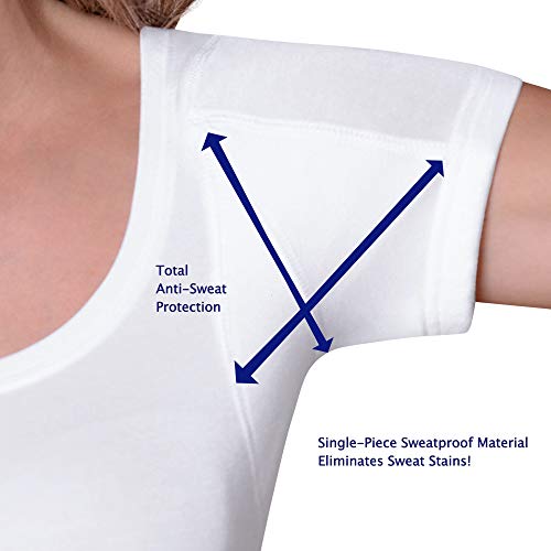 Sweatproof Undershirt for Women, Scoop Neck, White, Sweat Pads