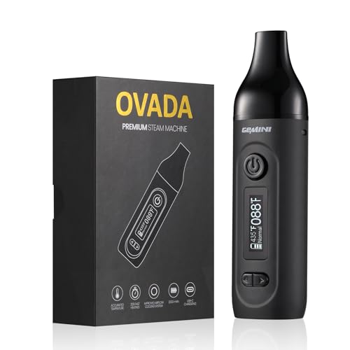 OVADA Vaporizador Gemini pantalla LED, cámara de acero inoxidable (acero inoxidable), cepillo de limpieza + cable de carga, rango de temperatura (93 – 220 °C), batería de 2200 mAh, vaporizador de