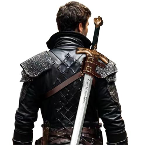 Joukavor Sword Back Holster Leather Sword Holder Back Strap Sword Frog Shoulder Medieval Accessory (B-Brown)
