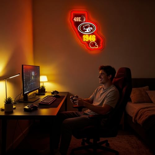 Image of Football Neon Sign for Wall Decor Football Logo Neon Light for Man Cave