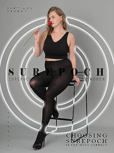 SUREPOCH Plus Size Tights for Women, Ultra Large Up To 6x, 20 Colors Semi Opaque Control Top, Soft High Waist Pantyhose2