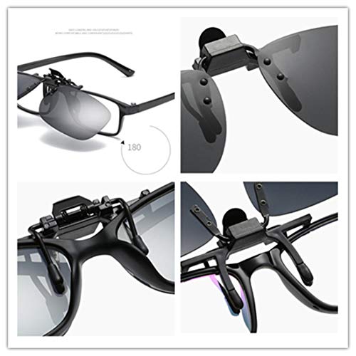 Image of Clip on Flip up Polarized Lens For Prescription Glasses UV Protection Sunglasses (Clear lenses not Polarized)