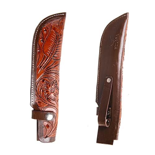 Hulara_Genuine Leather Case Handmade Real Leather Knife Sheaths with Belt Loop Pocket Knife Holder for Belt 10 Blade Fits Knife Holster