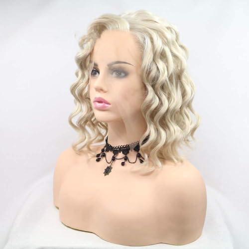 Perruque courte bouclée blonde pour retrouver du volume et masquer les cheveux fins