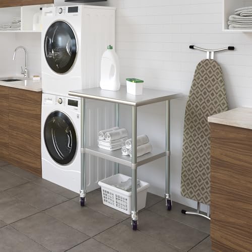 Image of AmGood 30 inch Long x 24 inch Deep Stainless Steel Table with Casters