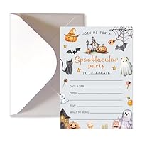 HEYINSHEN 20 Sets Halloween Birthday Invitations for Kids Adult Halloween Party Invitations with Envelopes Cute Ghost Pumpkin Black Cat Bat Castle Invitation Cards for Birthday Party Supplies