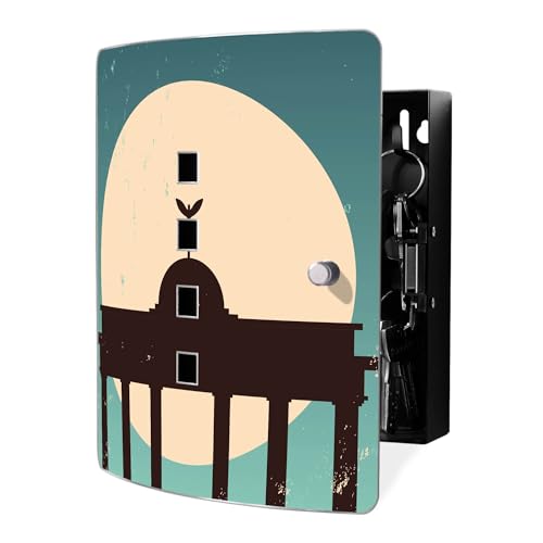 banjado Design Schlüsselkasten aus Edelstahl für 10 Schlüssel/Schlüsselbox zur Schlüsselaufbewahrung 24 x 21,5 x 7cm groß mit praktischem Magnetverschluss/Motiv City Poster Berlin