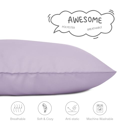 Image of EXQ Home Toddler Pillowcases 13x18 Travel Pillow Case Set of 2, Small Pillow Case Fits Baby Pillow Sized 12x16, 13x18, Kids Pillowcases 2 Pack Machine Washable with Envelope Closure(Lavender)
