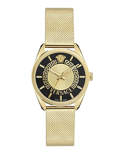 Versace New V-Circle Collection Luxury Womens Watch Timepieces with a Gold Bracelet, Case and Dial