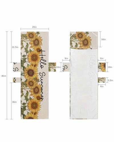Sunflower Beach Chair Cover with Side Pockets, Microfiber & Quick Dry Pool Chaise Lounge Chair Towels Covers for Sun Sunbathing Patio Garden Hotel, Vintage Botanical Farmhouse Floral