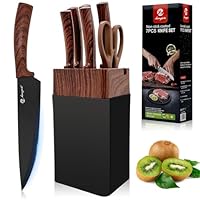 weiclianhp Messerset mit Block, 7-Teilig Küchenmesser Set, Messerblock, Messerblock mit Messer, Hochwertigem Edelstahl Knife Set, Ergonomische Griffe Messerset, Knife Block, Messer Set
