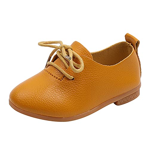 Girls Dress Shoe Size 5 Cute Girls Casual Shoes Solid Color Round Toe Dress Shoes (Yellow, 7 Toddler)