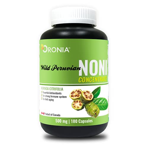 ORONIA Canada Wild Peruvian Noni â€“ Morinda Citrifolia Extract Concentrate 500 mg 180 Capsules Powerful Antioxidants Anti Aging Balanced Energy Supplements