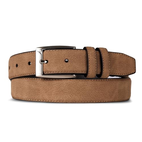 Image of Nautica Men's Casual Leather Belt | Everyday | Classic | Pants | Jeans | Khakis | Chinos | Metal Buckle
