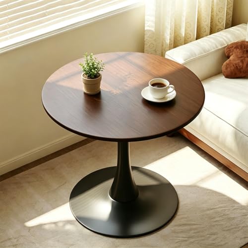 NestLude 24' Black Round Dining Table for 2-4 People, Modern Kitchen Table Mid Century Coffee Table for Small Places Dining Room Living Room Cafe (Walnut)