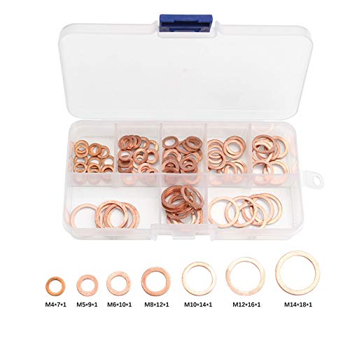 280/200 Pz Guarnizione in Rame Guarnizione Solida Rondella Tappo Coppa Olio Per Barca Crush Anello di Tenuta Piatto Strumento Accessori Hardware Confezione Nuovo-Cina, 280 Pz M5-M20