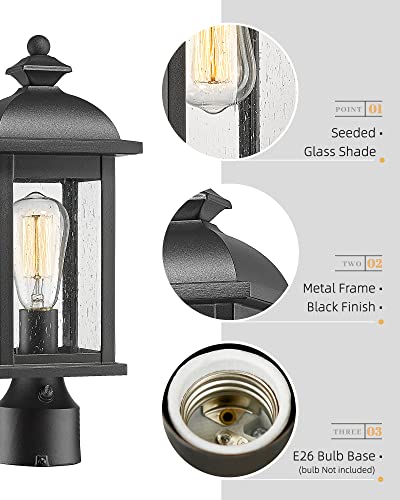 Femila Dusk To Dawn Outdoor Post Light, Waterproof Pole Lantern Light Fixture, Exterior Lamp Posts Outdoor Lighting For Garden Patio Yard Pathway Driveway, Clear Glass Panel, 4Fd54P-Pc Bk #TOP7