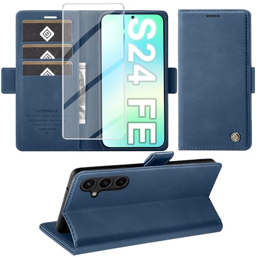 Coque portefeuille Samsung S24 FE Giyer anti-choc avec clapet support et film de protection