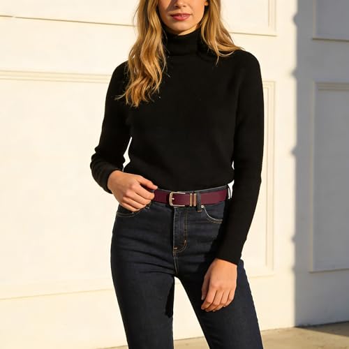 Image of XZQTIVE 3 Pack Women Belts For Jeans Dresses Pants Ladies Leather Waist Belt with Gold Buckle
