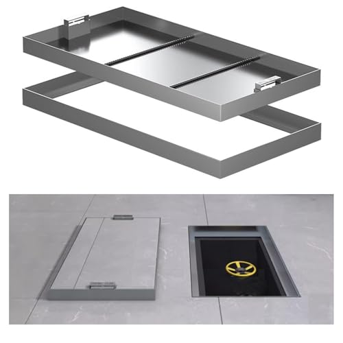 Cubierta de inspección de acero inoxidable 304 con mango oculto, 60 x 50 x 5 cm, panel de acceso rectangular duradero para uso en interiores y exteriores, diseño resistente