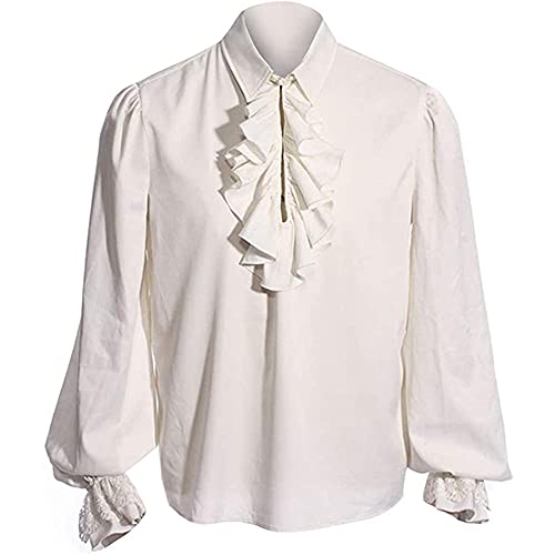 Feynman Camisa Pirata Medieval Steampunk para Hombre, Camisa gótica renacentista Victoriana con Volantes para Cosplay, Larp, Halloween, Carnaval