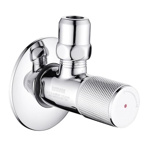 nomona Válvula de esquina de agua con una sola palanca, conexión a la pared G1/2" x G3/8" grifo de lavabo, latón cromado válvula de esquina para grifo G3/8 de baño Kithchen (etiquetado: rojo)