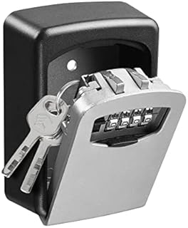 Supernic Key Lock Box Wall Mounted Key Safe Box with 4-Digit Combination Lock Box Outdoor Secure Key Box Waterproof Resettable Code for House Spare Keys Business Garage Lock Box with Code (Grey)
