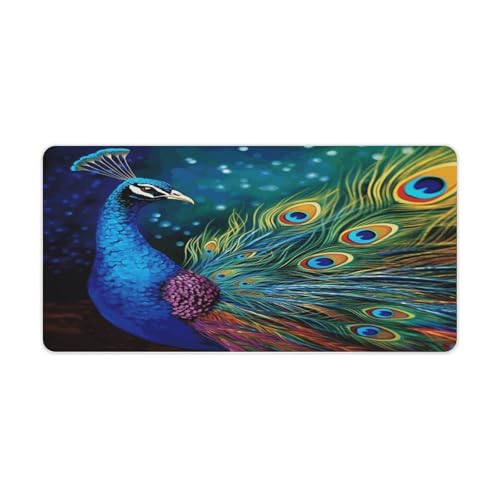 Colored Peacock Desk Pad con base de goma grande 30x60 cm