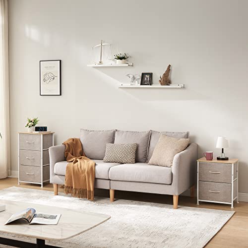 Somdot Small Dresser For Bedroom With 3 Drawers, Storage Chest Of Drawers With Removable Fabric Bins For Closet Bedside Nursery Laundry Living Room Entryway Hallway, Grey/Natural Maple #TOP6