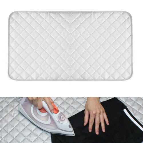 Bügelmatte, Bügelunterlage für Tisch Bügelbrett Klein, Reise Bügelbrett Unterlage, 48 x 85cm Bügelkissen Tragbares, Faltbares Baumwolle Hitzebeständige Bügeldecke zum Bügeln mit Dampf Auf Dem Tisch