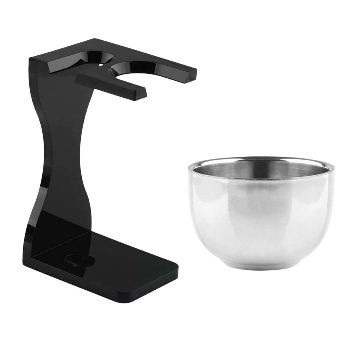 Baluue Men's Shaving Kit Acrylic Shaving Brush Stand Bowl Razor Holder Stainless Steel