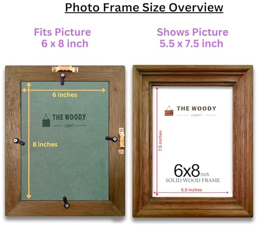 Image of Photo Frame 6 inch x 8 inch | Wall Frame | Small Frames | Brown Wooden Frame for Wall | Elegant Decor for Living Room & Bedroom, Gift for Friends & Family (6x8 inch, Brown)