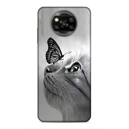Image of Printed Mobile Back Hard Case Cover for Xiaomi Poco X3 | Pet, Butterfly, Animal, Cute Cat, Animal Lover-2195