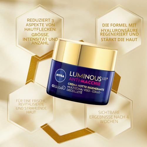 NIVEA Cellular Luminous630 Anti-Flecken-Regenerierende Nachtcreme 50 ml, Anti-Flecken-Gesichtscreme für ebenmäßige Haut… – Ansicht 3