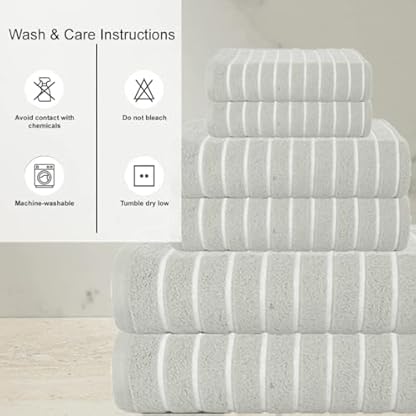 CASA COPENHAGEN Ecstatic 6-teiliges Handtuch-Set, Grauviolett, 600 g/m², 2 Badetücher, 2 Handtücher, 2 Waschlappen, entworfen in Dänemark, aus weicher ägyptischer Baumwolle, für Badezimmer, Küche und – Bild 4